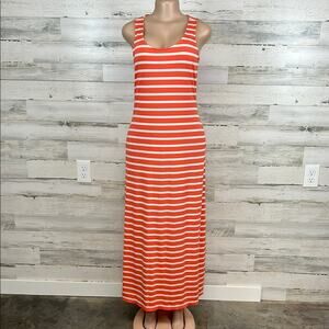 The Limited Striped Orange and Cream Maxi Dress Women’s Size Medium Pockets